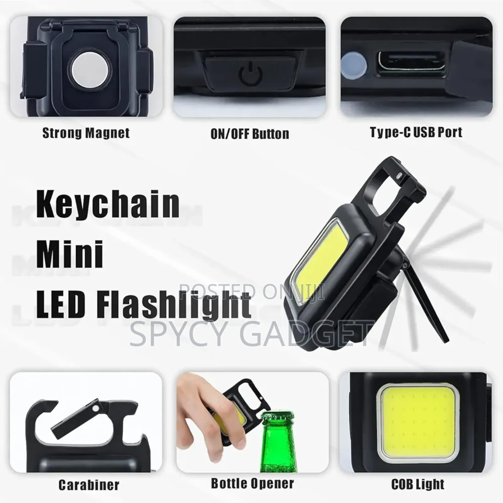 Cob Rechargeable Keychain Mini Light With Bottle Opener