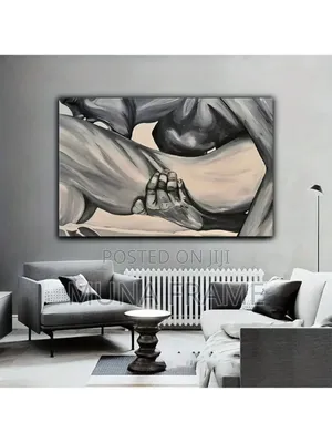 Abstract Romantic Couple Embracing Together Wall Art Decor.