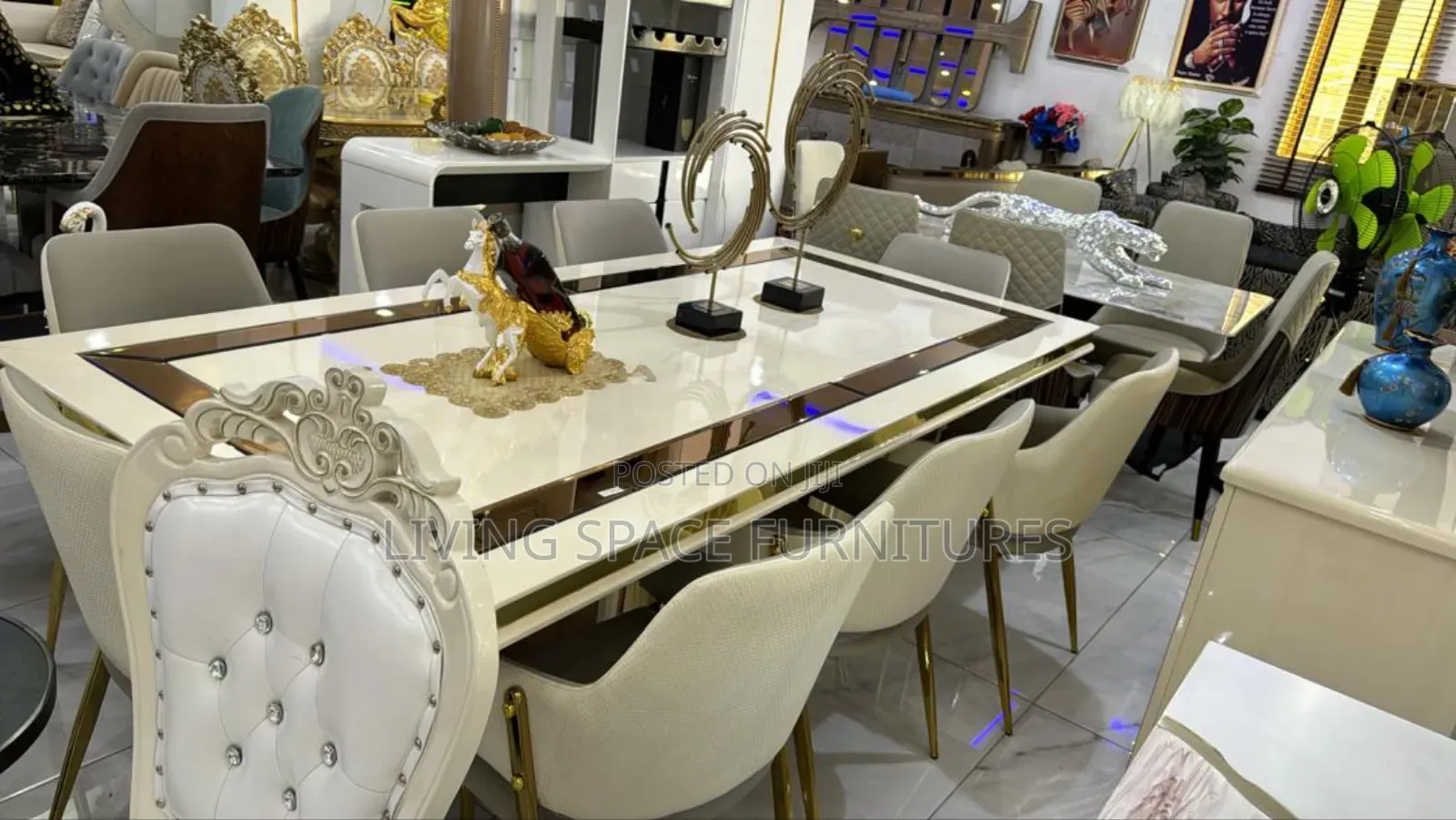 Executive Dining Table With 8 Solid Leather Chairs