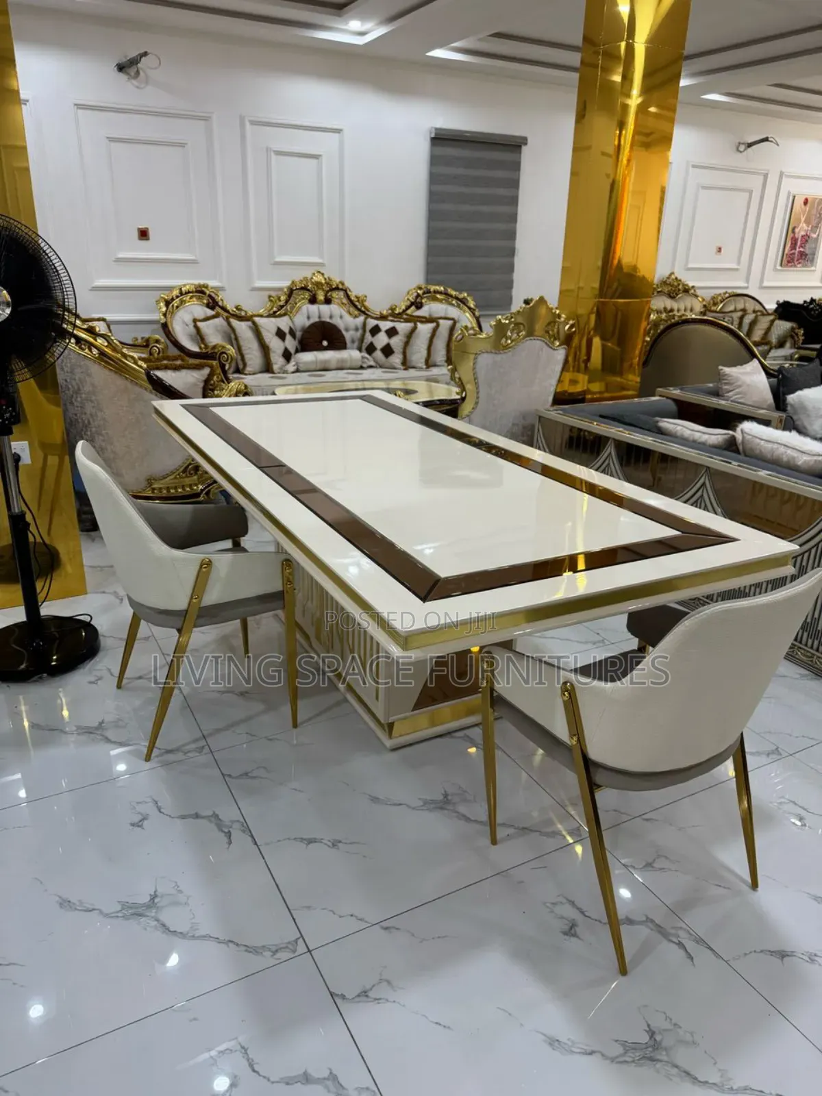 Executive Dining Table With 8 Solid Leather Chairs