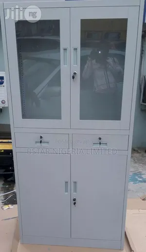 *Elegant Half-Glass and Wooden Cabinet*