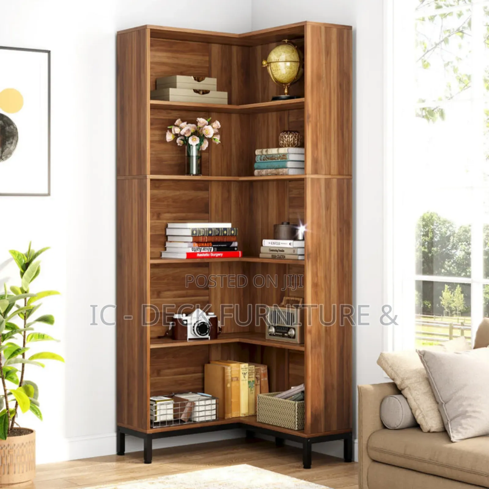 6-Tier L-Shaped Bookcase Corner Bookshelf
