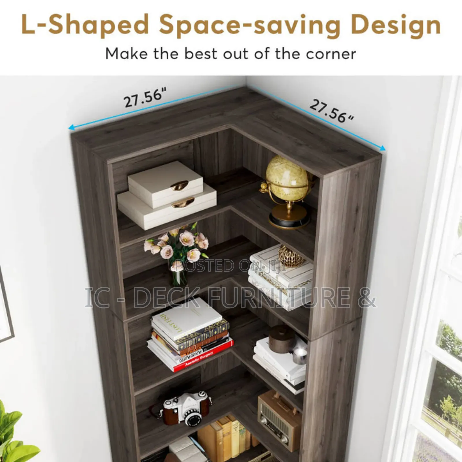 6-Tier L-Shaped Bookcase Corner Bookshelf