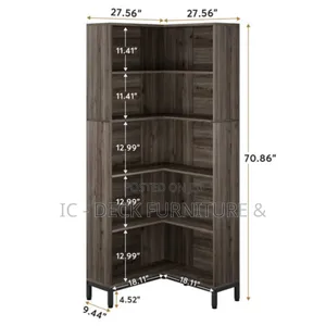 6-Tier L-Shaped Bookcase Corner Bookshelf