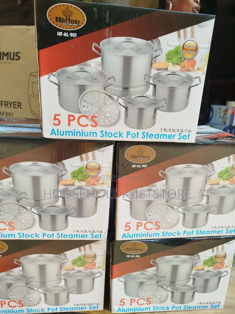 5pcs Hoffner Aluminum Pot Set With Steamer