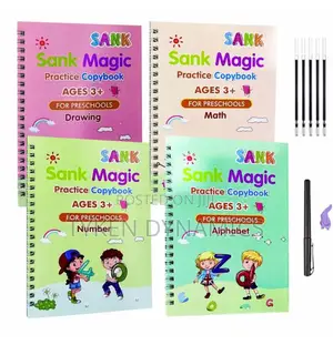 4in1 Reusable Calligraphy Sank Magic Kids Practice Book-4pcs