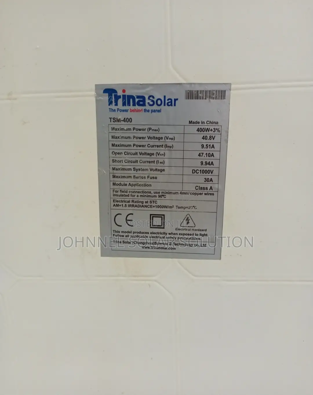 400w 60cells Cast Mono Trinasolar Panel