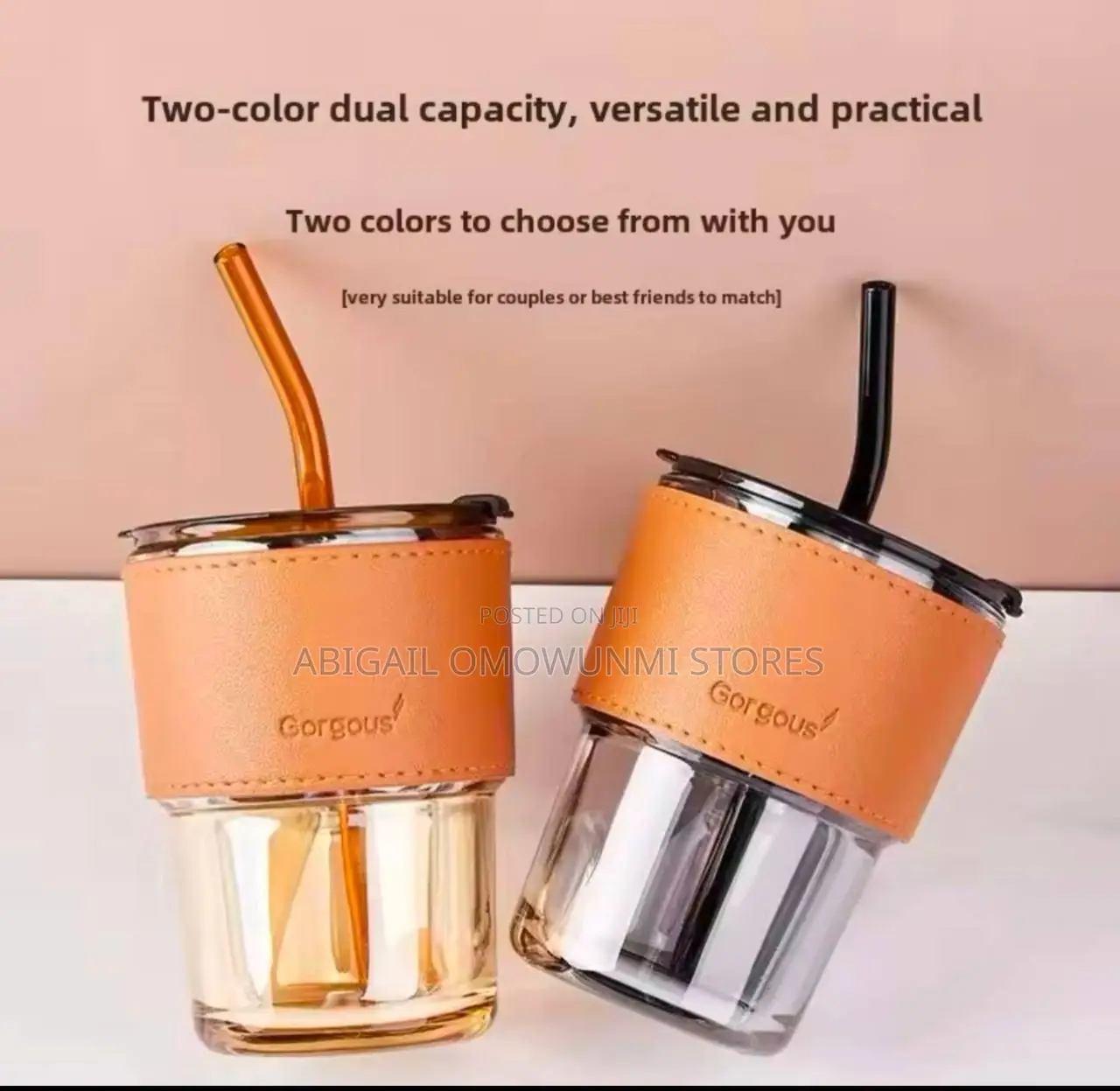 Bamboo Glass Cup With Lid Straw