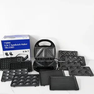 6-in-1 Electric Sandwich Maker With Detachable Non-Stick Plates