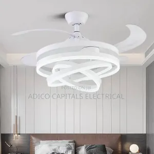 Led Chandelier With Rotatable Fan