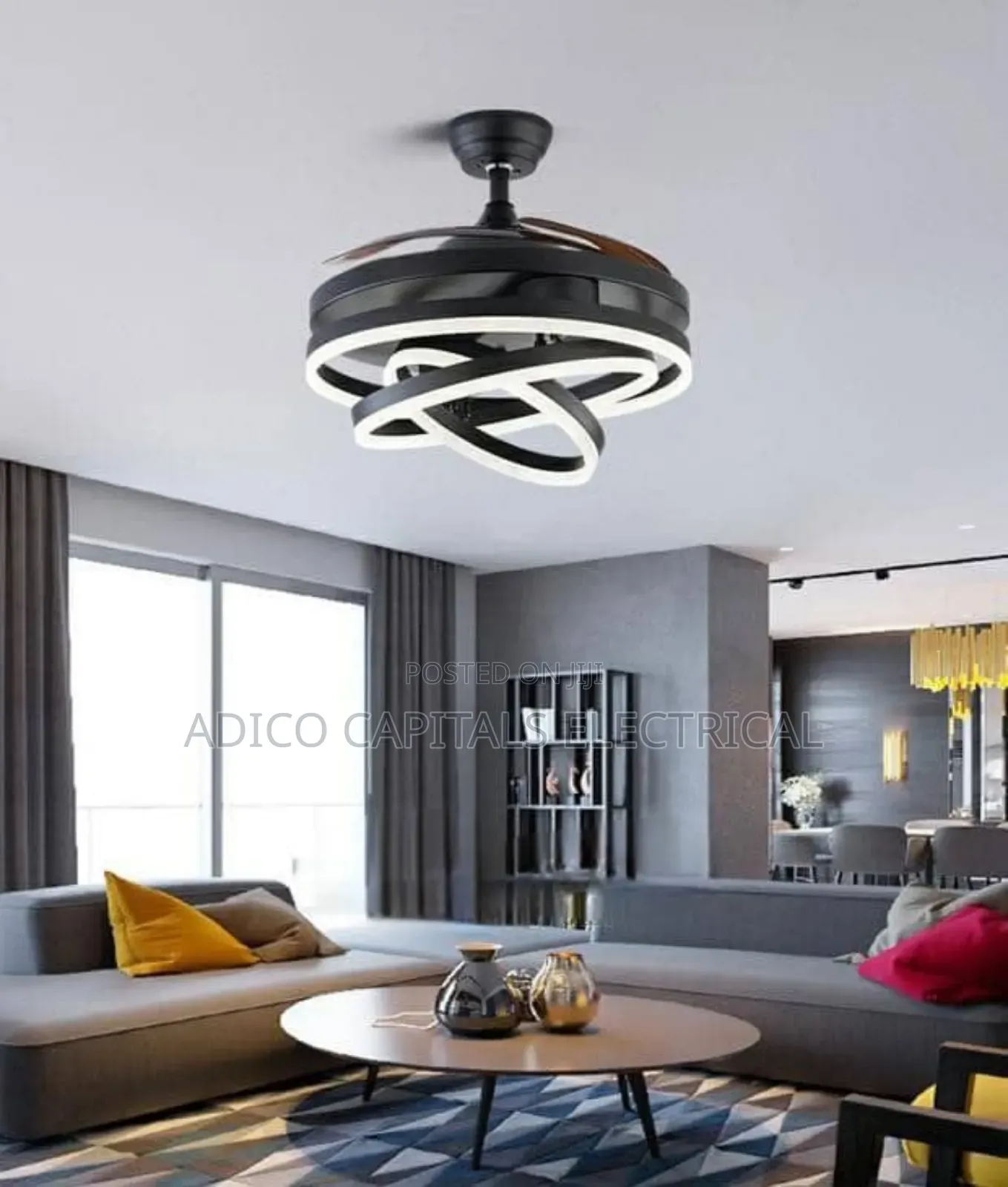 Led Chandelier With Rotatable Fan