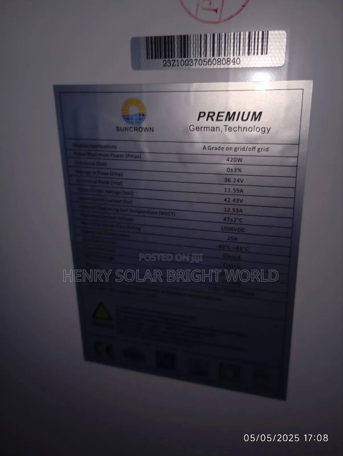 Suncrown Panel 420w Halve Cut