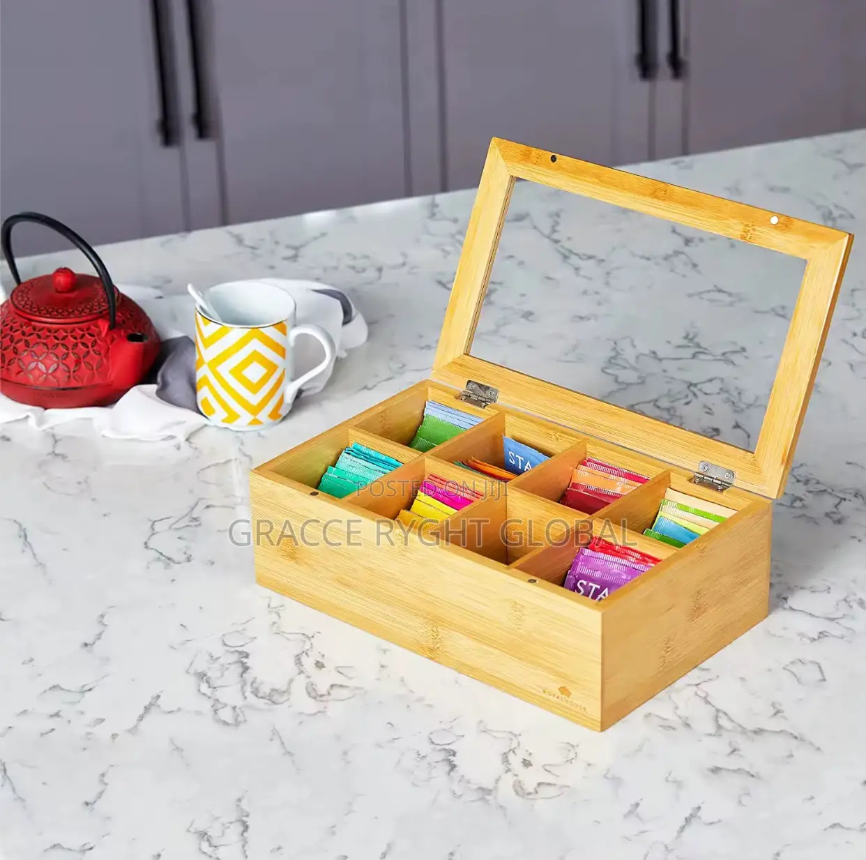 Wooden Tea Box Organizer