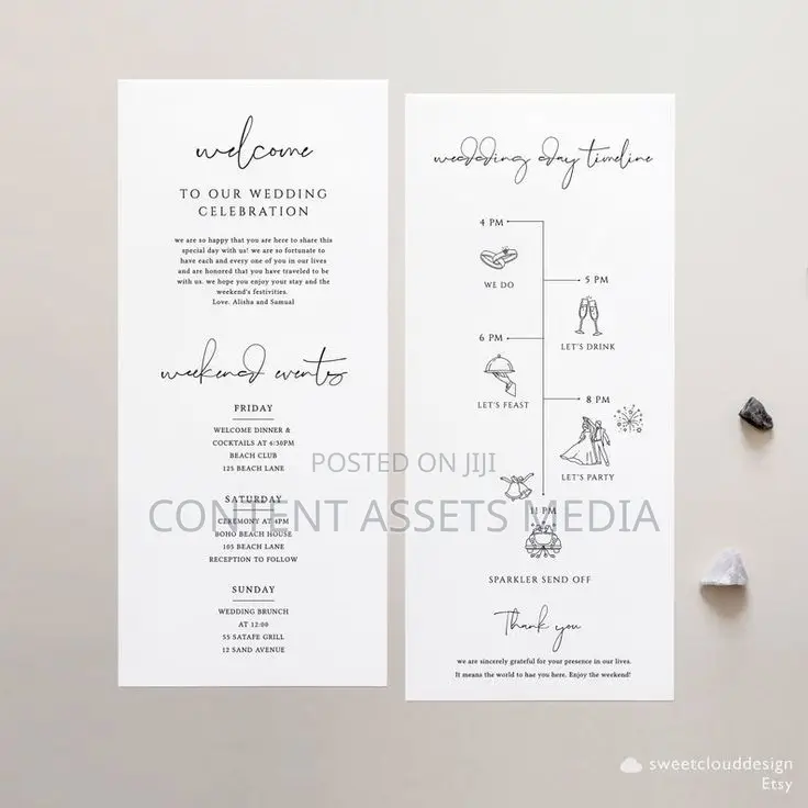 Wedding Itinerary Design and Printing