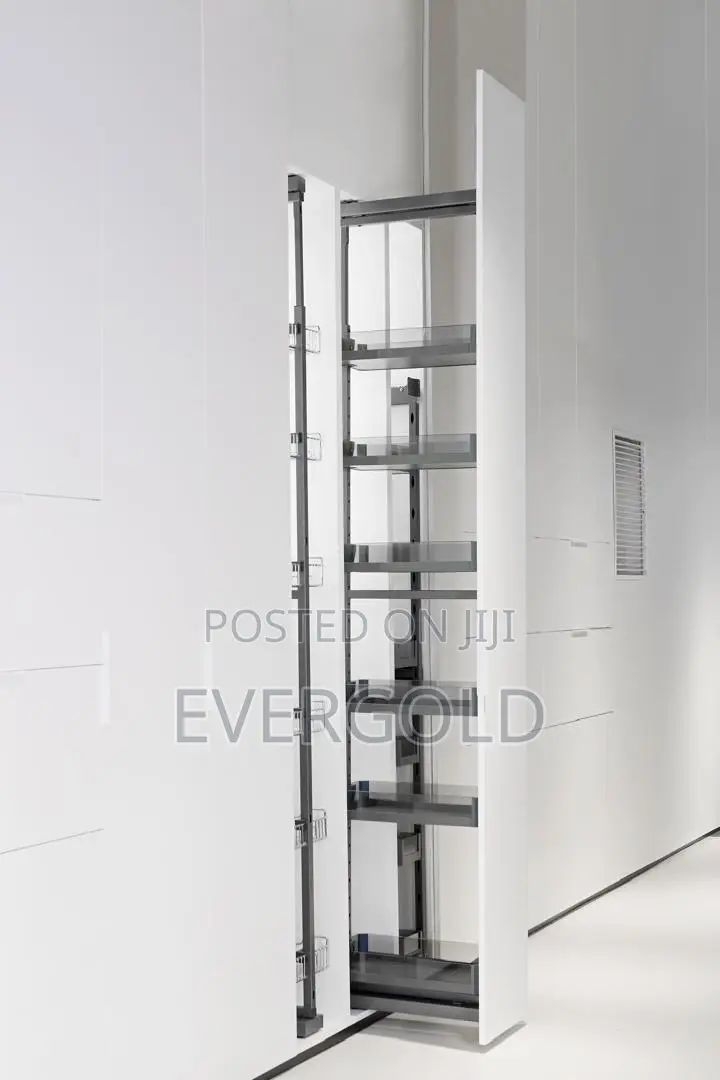 Pull Out Glass Pantry Available With Complete Accessories