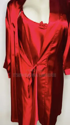 Red Hot Satin Robe and Nightgown Set