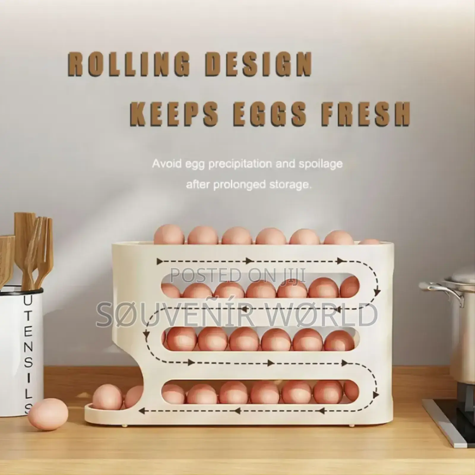 4 Layers Automatic Scrolling Egg Rack Holder Household
