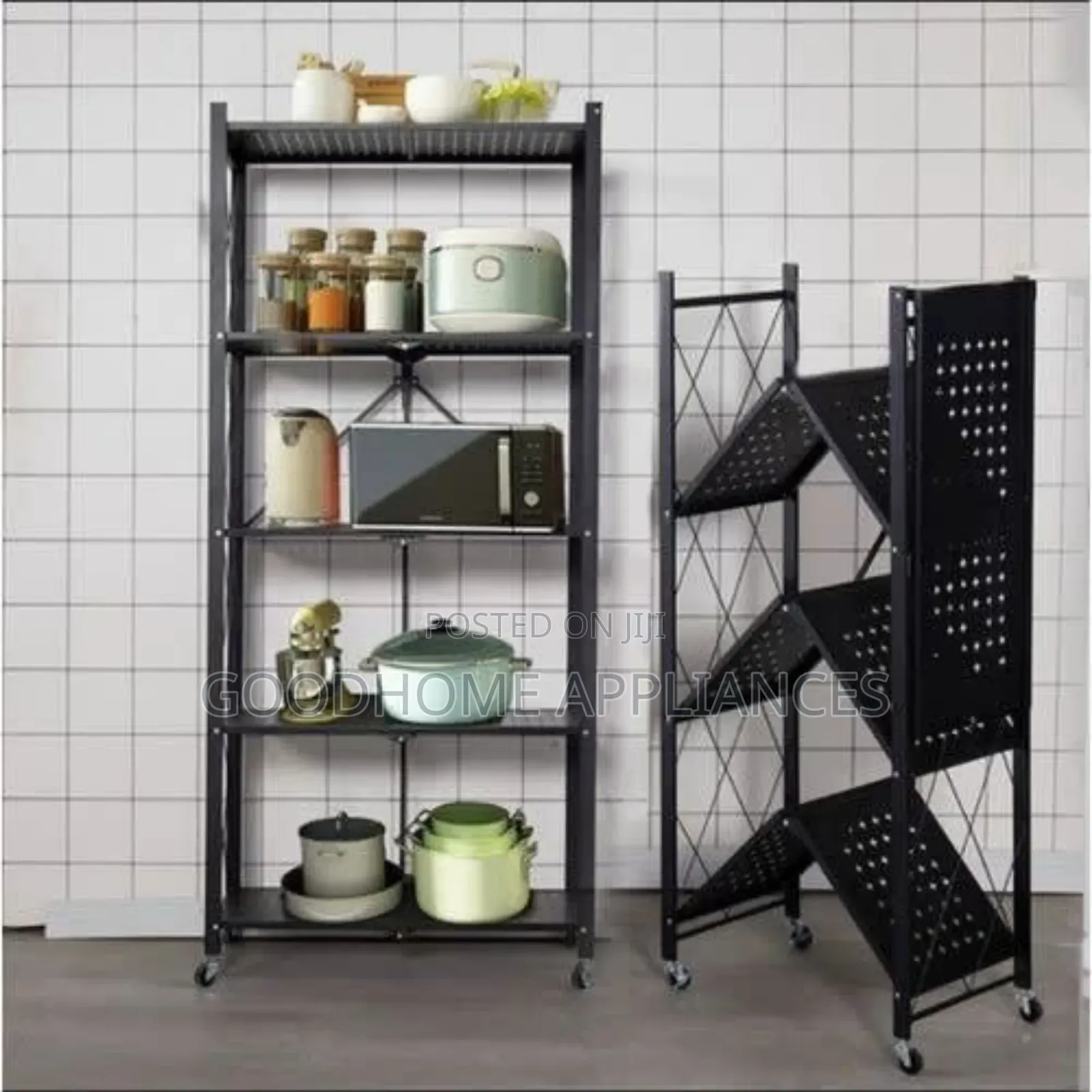 5-tier Foldable Storage Shelf With Wheels