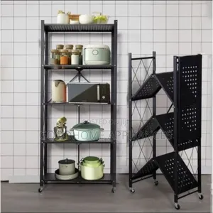 5-tier Foldable Storage Shelf With Wheels