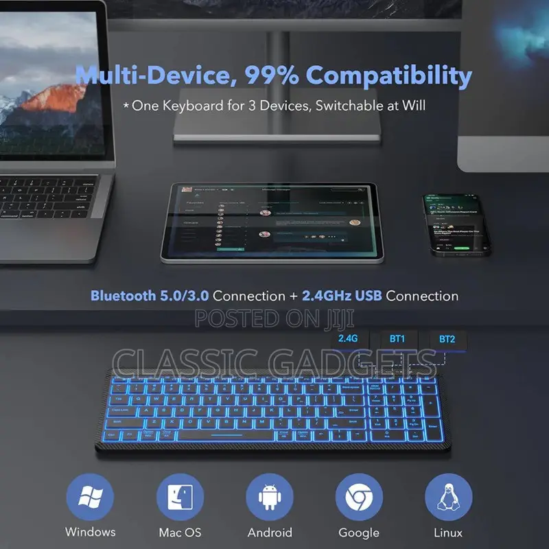 Kl220 RGB Backlit Wireless Bluetooth Keyboard Mouse Combo
