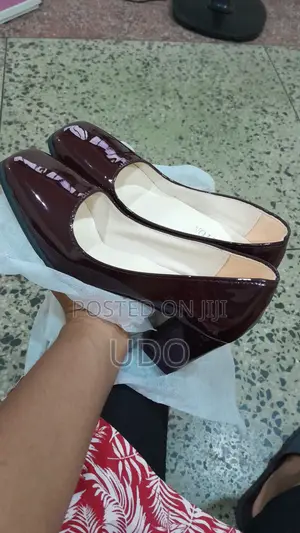 Photo - Wine Red Corporate Block Heel Shoes (Size 42)