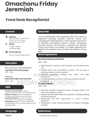 Receptionist in Hotel