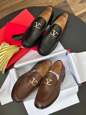 Original Valentino Garavani Black / Brown Men Leather Shoe