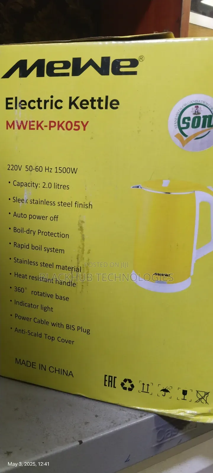 Mewe Electric Kettle 1500 Watts