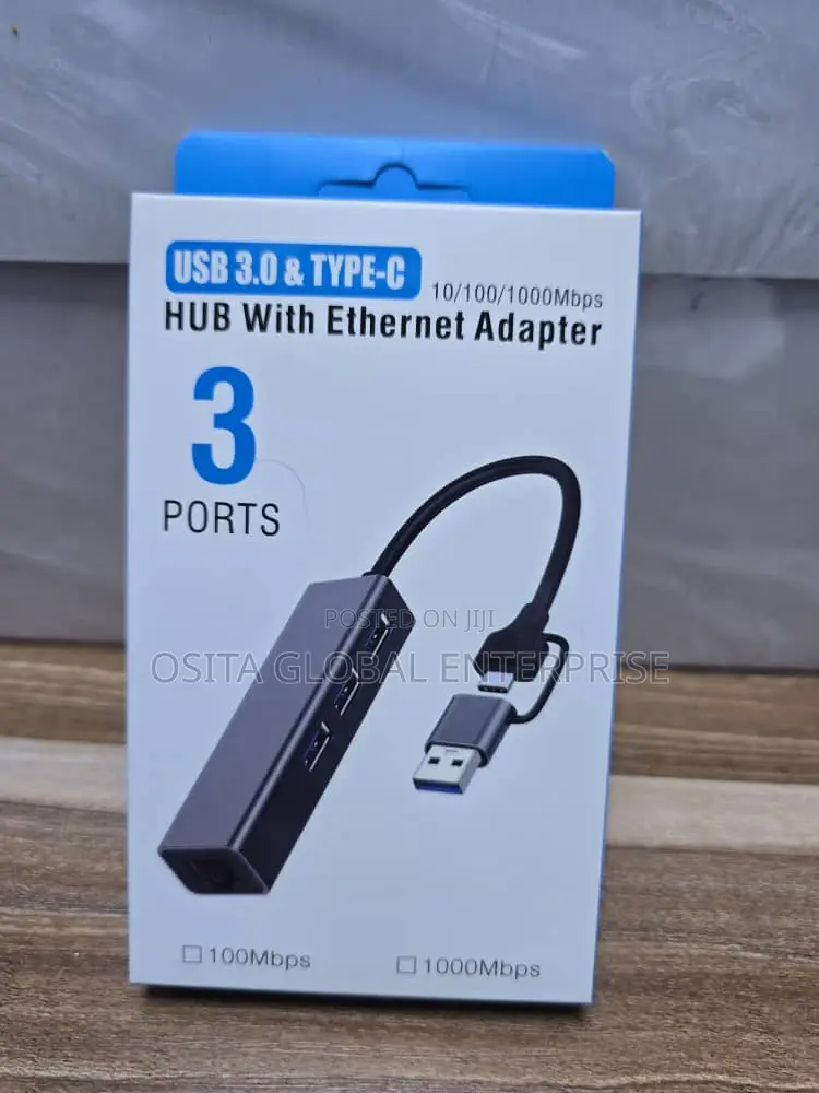 Type C and Usb 3.0 Hub With Ethernet Adapter (Lan)