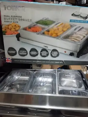 Tower 4 Tray Buffet Server, Hot Plate Food Warmer