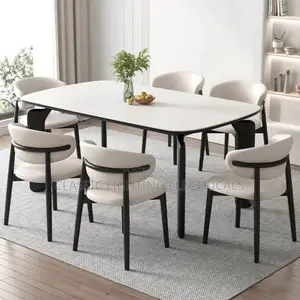 Light Rock Slab Dining Table And Chair Combination