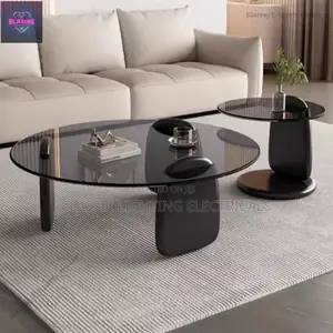 Black Glass Round Table Set - Modern Multi - Size Coffee