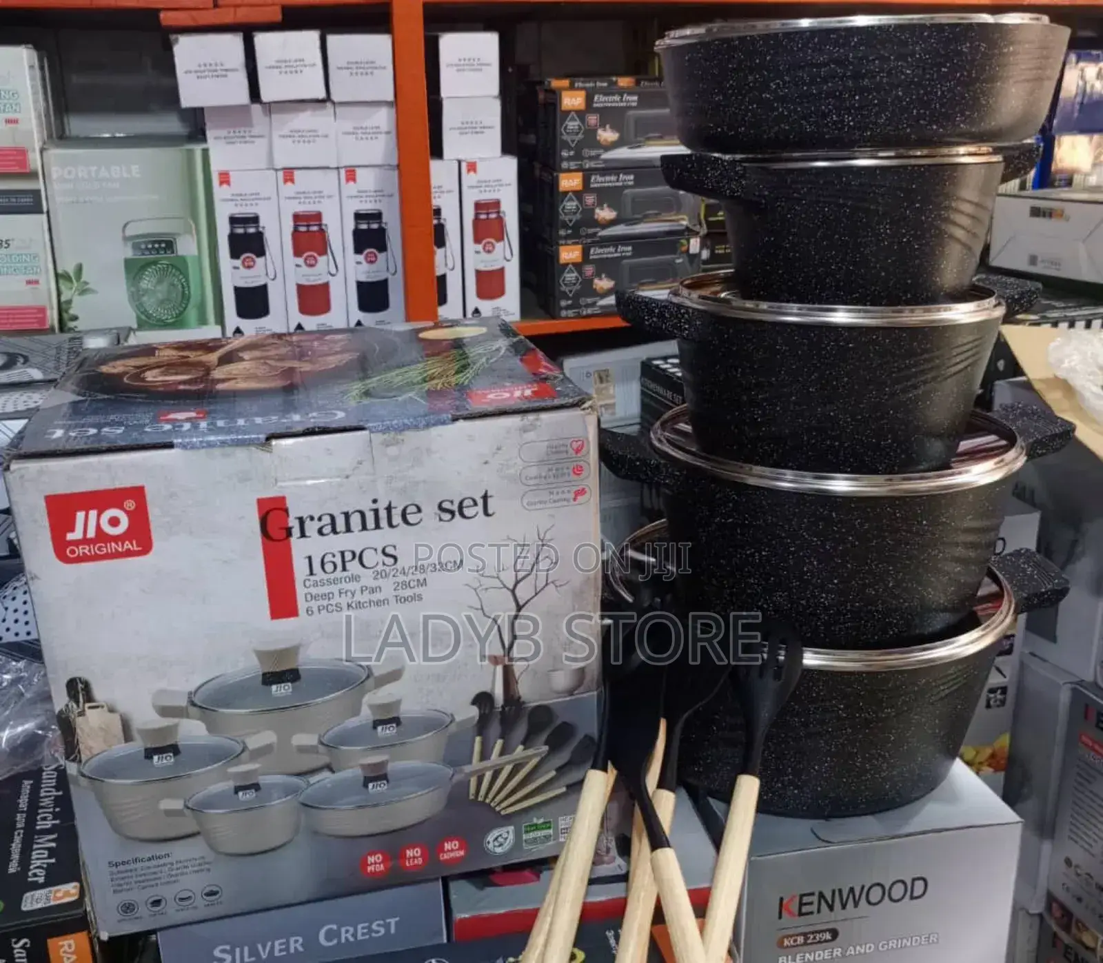 16pcs Granite Cookware Pots-With Silicon Spoons