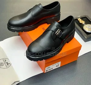 Quality Hermes Side Buckle Rough Leather Shoes