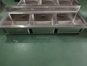 3 Commercial Bowls Stainless Sink Without Sides