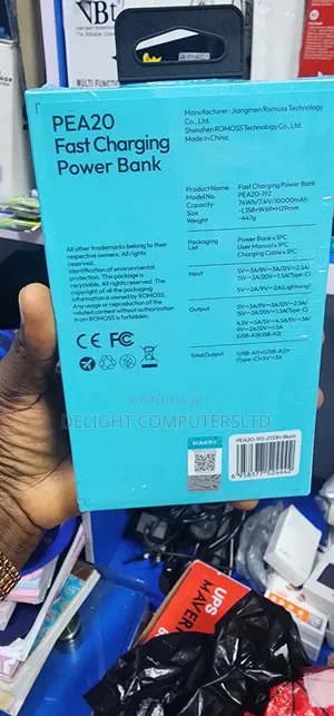 Romoss 20000mah Power Bank 30w Fast
Charging Pea20