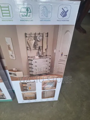5-Tier Steel Coat and Shoe Rack With Storage Cabinet