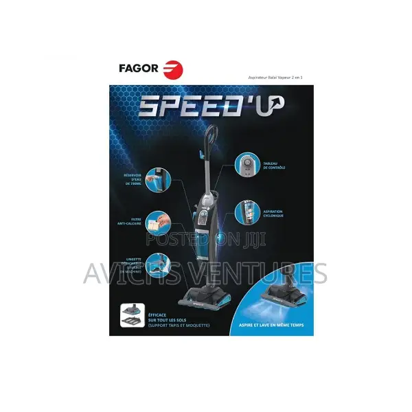 Fagor 2-in-1 Wired Steam Broom Vacuum Cleaner 1600w Black