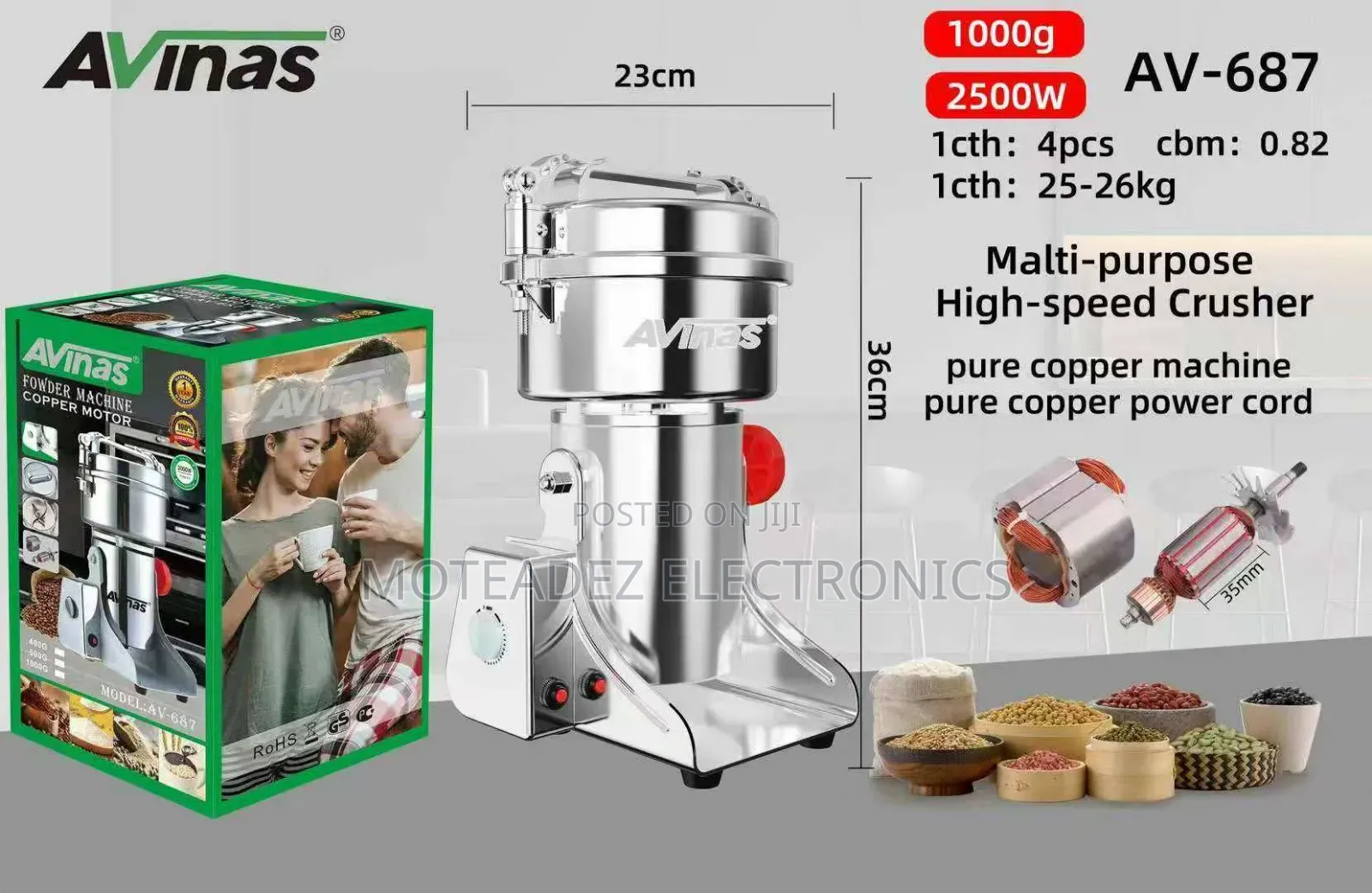 Avinas 1000g (2500w) Copper Coil Multipurpose High Power Food Grinder
