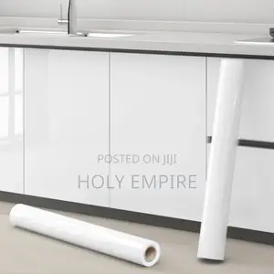 Self-Adhesive Kitchen Cabinets Wallpaper 60cm by 5meter Plain White