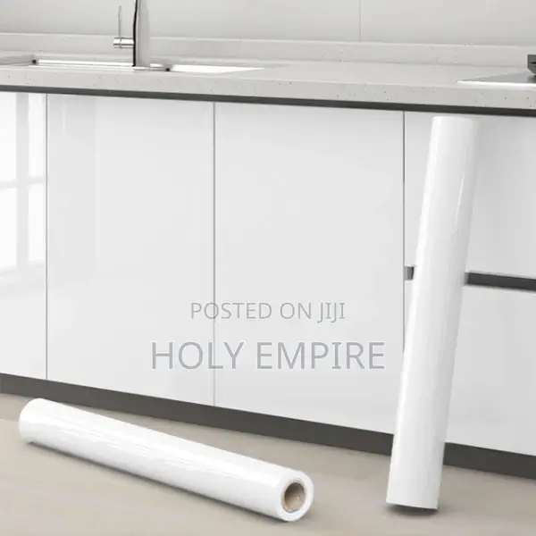 Self-Adhesive Kitchen Cabinets Wallpaper 60cm by 5meter Plain White