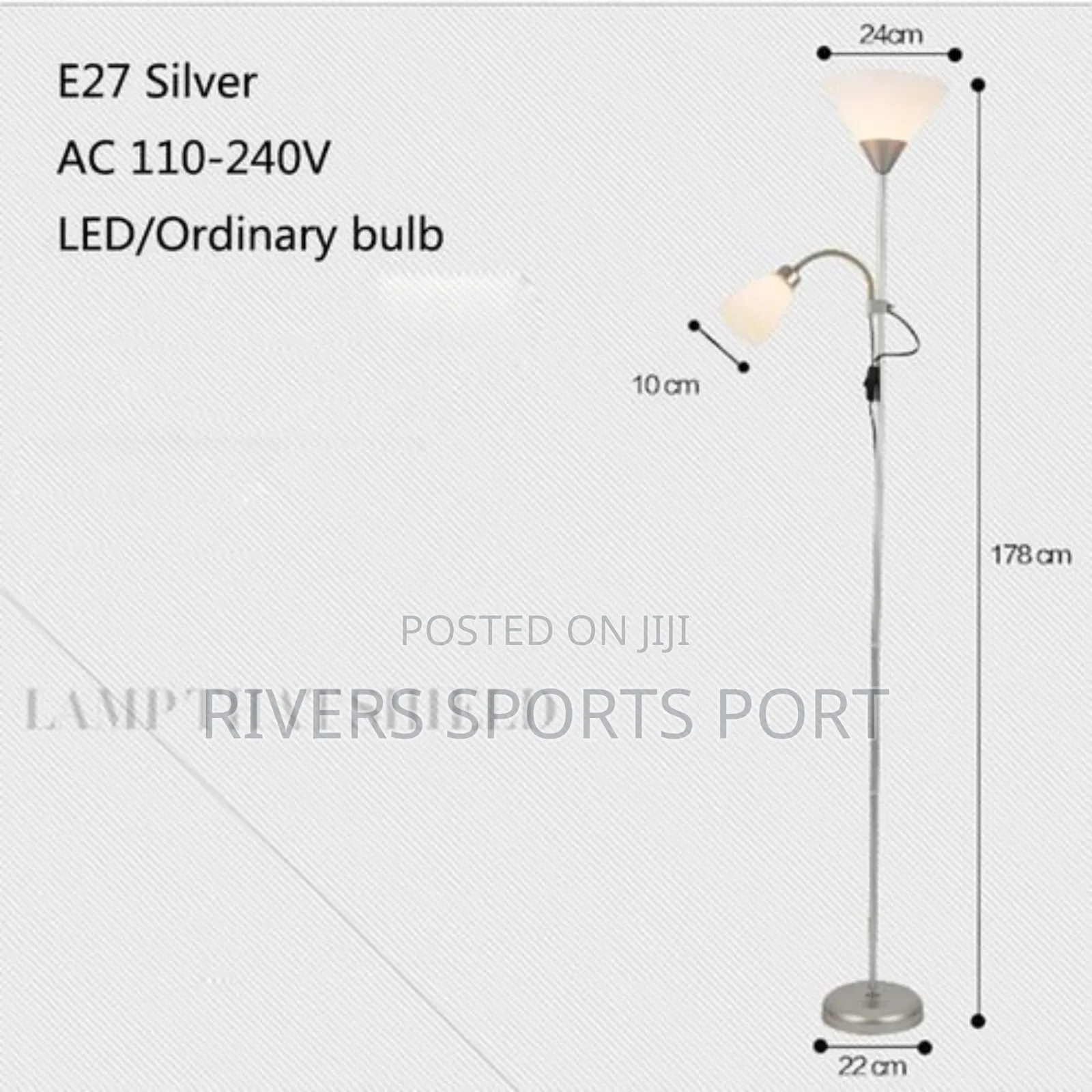 6ft Modern 2 Head Standing Floor Lamp for Living Room
