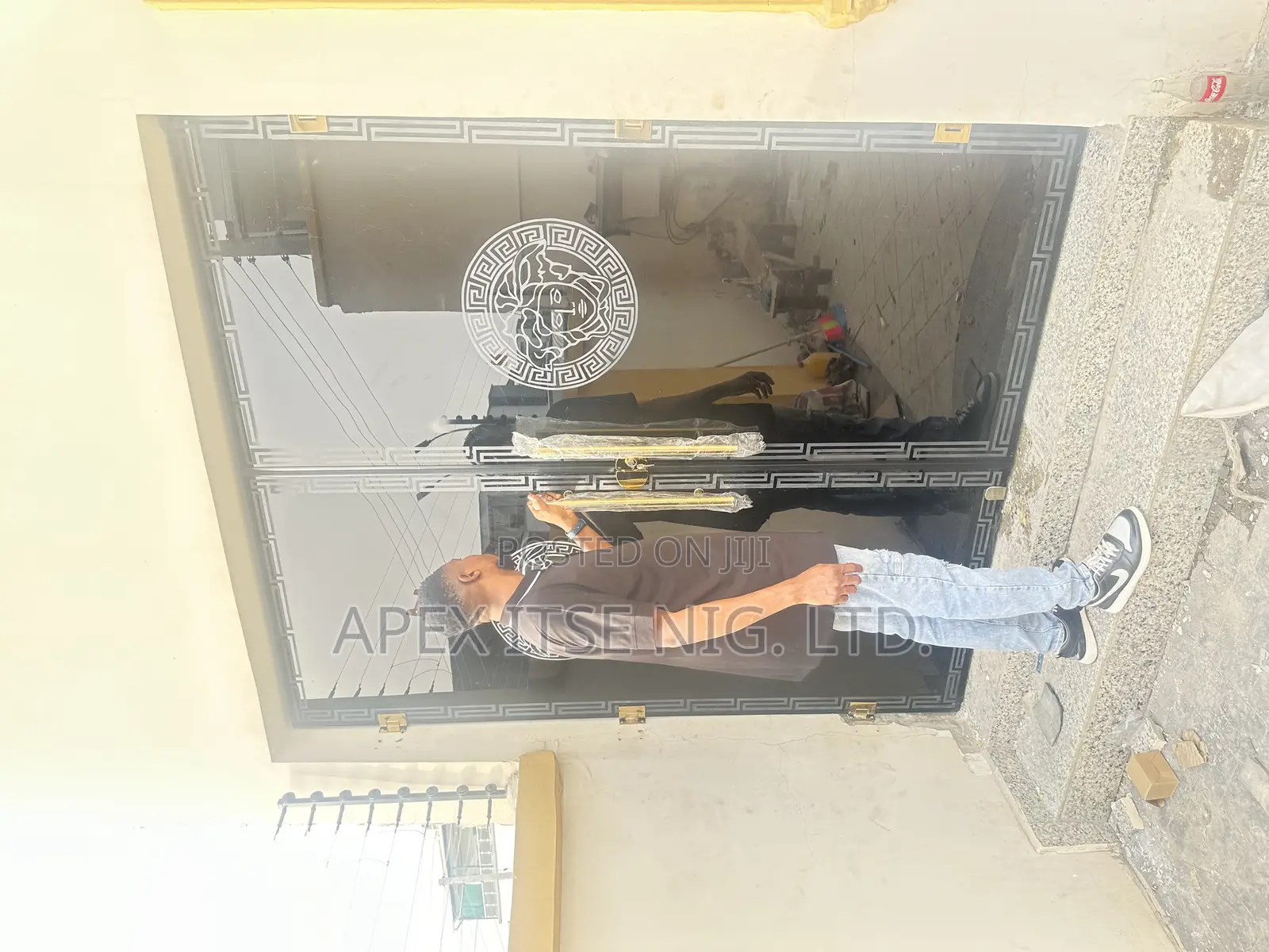 Glass Door With Versace Design/Logo