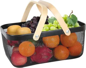 Multifunctional Steel Mesh Storage Basket With Handle
