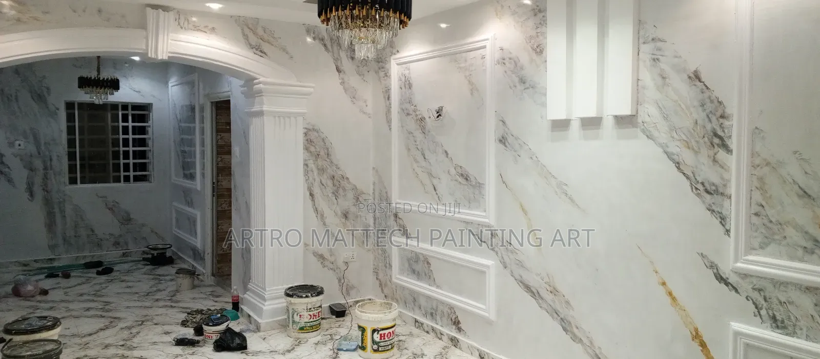 Stucco Application/Glassy Walls Decor