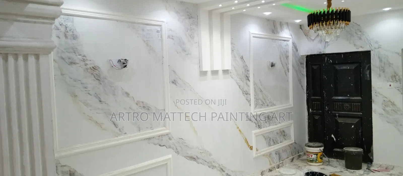 Stucco Application/Glassy Walls Decor