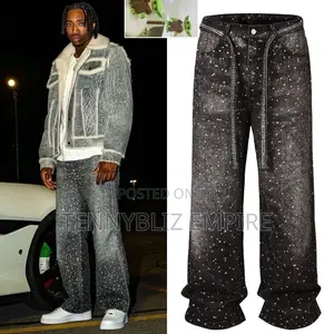 Fast Selling Fully Stoned Latest Luxury Baggy Jeans