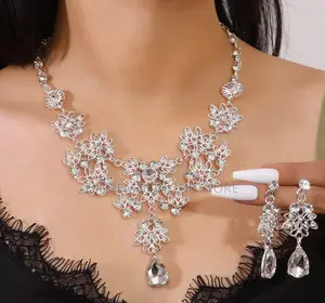 Photo - Silver Diamond Bridal Classy Necklace Earring