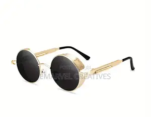 Photo - Retro Steampunk Y2k Style Round Metal Glasses With Mirrored