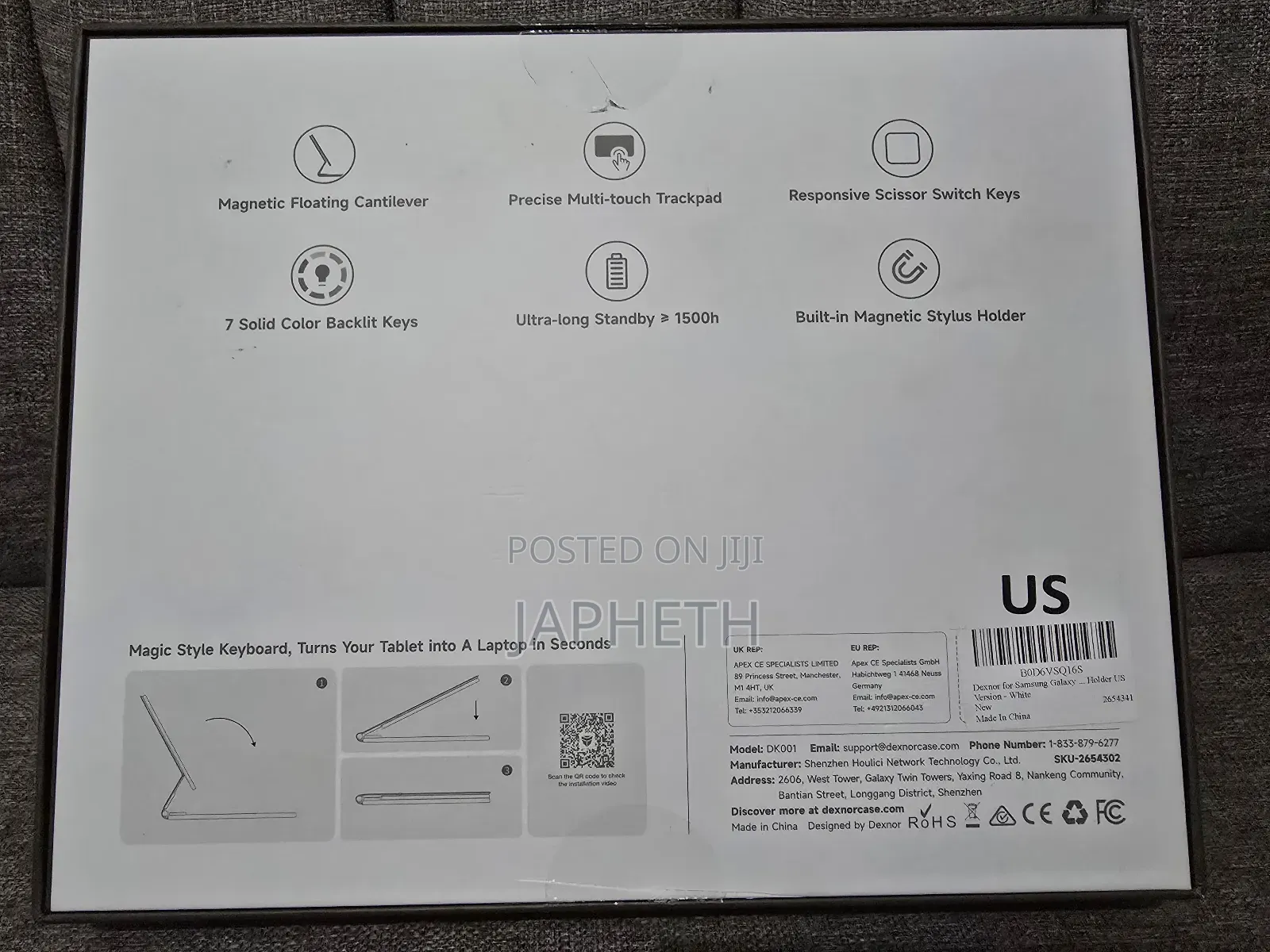 Dexnor 12.4" Floating Magnetic Keyboard For Samsung Tablets